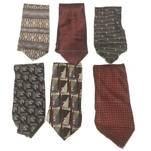 6 Wine Red Silver Gray Polka Dot Floral Geometric Vintage & Newer Mens Neck Ties